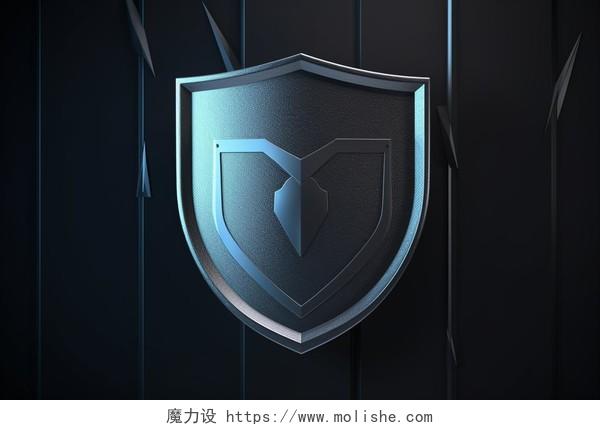 金属边框科技盾牌安全保护概念